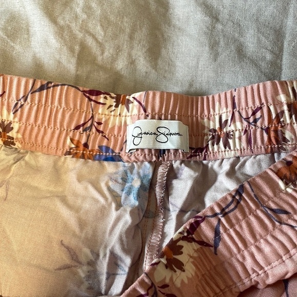 Boho Feminine Floral Pants Business Joggers Jessica Simpson Cadie Pink LG Comfy - Picture 4 of 11